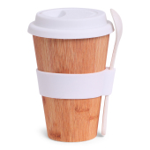 SENZA Bamboo Cup with Spoon White SENZA Bamboo Cup with Spoon White