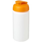 Baseline® Plus grip 500 ml sportflaska med uppfällbart lock - Vit/Orange