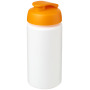 Baseline® Plus grip 500 ml sportfles met flipcapdeksel - Wit/Oranje