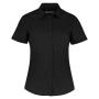 Ladies Short Sleeve Tailored Poplin Shirt, Black, 10, Kustom Kit