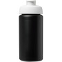 Baseline® Plus grip 500 ml flip lid sport bottle - Solid black/White