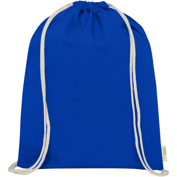 Orissa 100 g/m² GOTS organic cotton drawstring backpack 5L - Royal blue