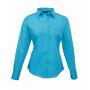 Ladies Long Sleeve Poplin Blouse, Turquoise Blue, 26, Premier