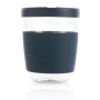 Ukiyo borosilicaat glas met siliconen deksel en sleeve, blauw