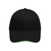 MB6212 6 Panel Brushed Sandwich Cap - black/lime-green - one size