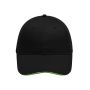 MB6212 6 Panel Brushed Sandwich Cap - black/lime-green - one size
