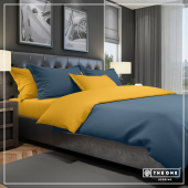 T1-BC200 Bed Set Classic Double beds - Indigo Blue / Gold