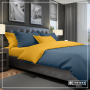 T1-BC140 Bed Set Classic Single beds - Indigo Blue / Gold