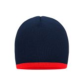 MB7584 Beanie with Contrasting Border navy/rood one size