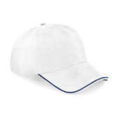 Authentic 5 Panel Cap - Piped Peak - White/French Navy