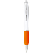 Nash kulspetspenna med vit pennkropp och färgat grepp - Vit/Orange