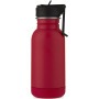 Lina 400 ml stainless steel sport bottle with straw and loop - Ruby red