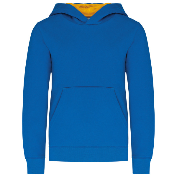Kinder hooded sweater met gecontrasteerde capuchon Light Royal Blue / Yellow 8/10 jaar