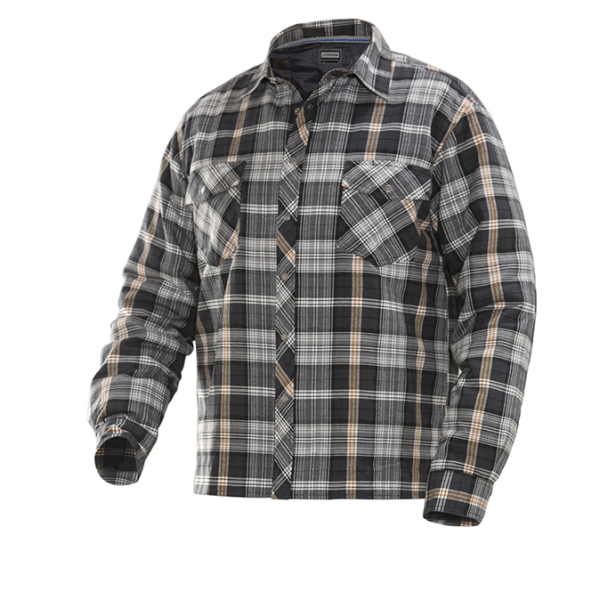 5157 Flannel shirt lined grijs/oranje 3xl