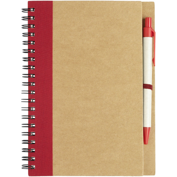 Priestly gerecycled notitieboek met pen - Naturel/Rood