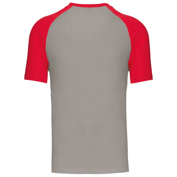 Baseball - Tweekleurig t-shirt Light Grey / Red M