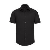 Fitted Short Sleeve Stretch Shirt - Black - 4XL