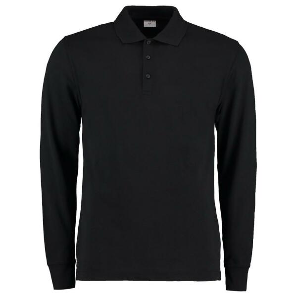 Long Sleeve Poly/Cotton Piqué Polo Shirt, Black, L, Kustom Kit