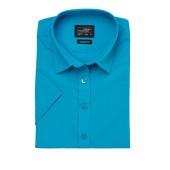 Ladies' Shirt Shortsleeve Poplin - turquoise - XS