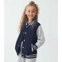 AWDis Kids Varsity Jacket, Sapphire Blue/Heather Grey, 9-11, Just Hoods