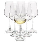 VS MORETON set van 6 elegante Bohemia Crystal witte wijn glazen 250 ml. transparant