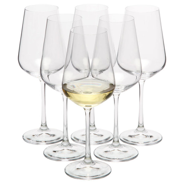 VS MORETON set van 6 elegante Bohemia Crystal witte wijn glazen 250 ml.