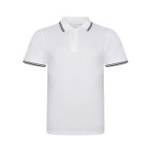 AWDis Stretch Tipped Piqué Polo Shirt, White/Navy, L, Just Polos