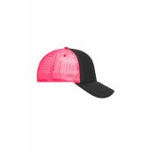 MB6550 5 Panel Retro Mesh Cap - black/neon-pink - one size