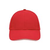 MB024 6 Panel Sandwich Cap rood/wit one size