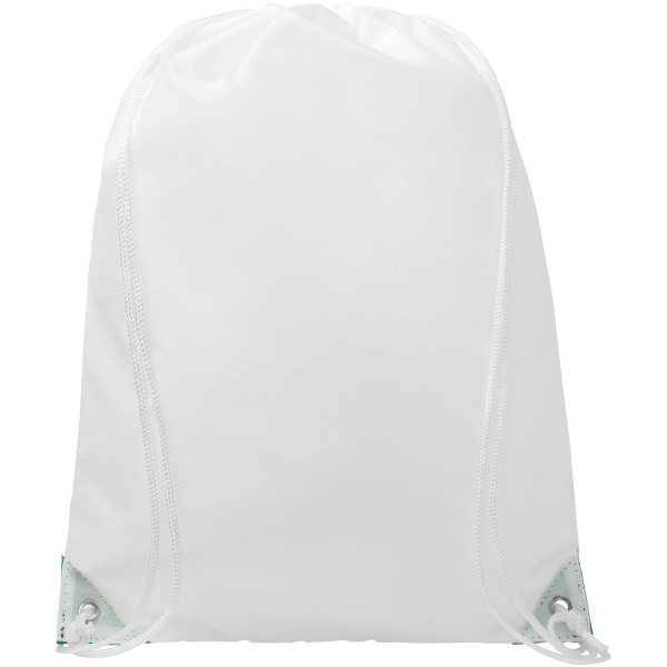 Oriole drawstring backpack with coloured corners 5L - White/Green