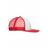 MB6240 6 Panel Flat Peak Cap - white/red - one size