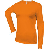 Dames T-shirt ronde hals lange mouwen Orange S