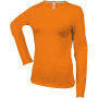 Dames T-shirt ronde hals lange mouwen Orange S