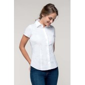 Dames stretch blouse korte mouwen White XS
