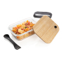 Glazen lunchbox met bamboe deksel, transparant