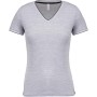 Dames-t-shirt piqué V-hals Oxford Grey / Navy / White XL