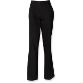 Ladies 65/35 Flat Fronted Chino Trousers Black 16 UK