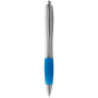 Nash balpen met zilveren houder en gekleurde grip - Zilver/Aqua blauw