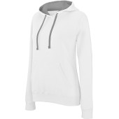 Damessweater met capuchon in contrasterende kleur White / Fine Grey M