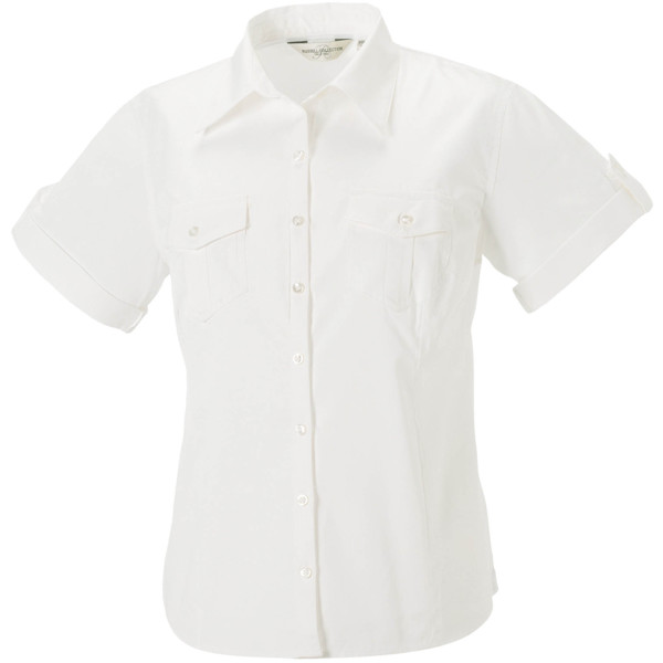 Ladies' Roll Sleeve Shirt - Short Sleeve White S