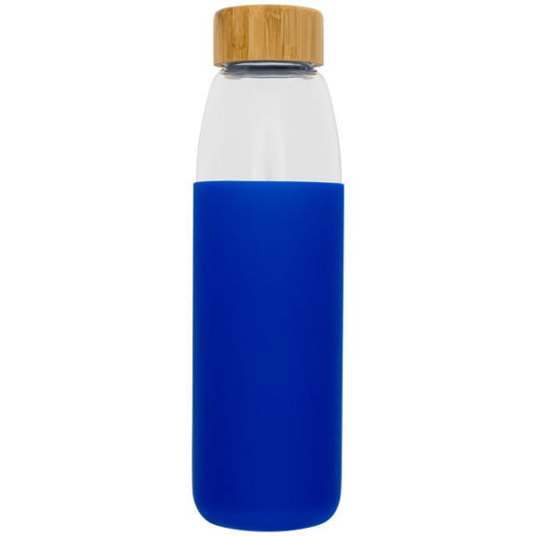 Kai 540 ml glazen drinkfles met houten deksel - Blauw