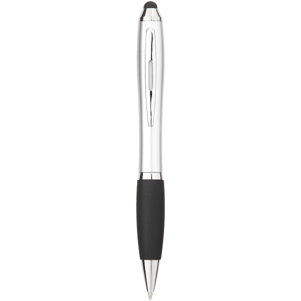 Nash stylus balpen gekleurd met zwarte grip - Zilver/Zwart