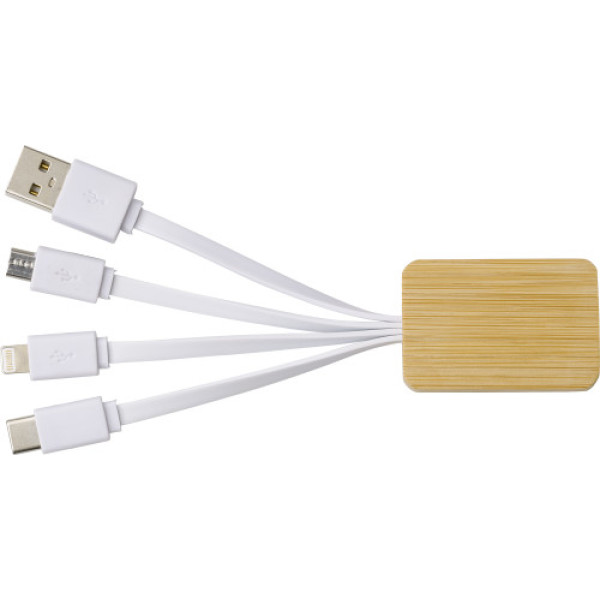 Bamboo charging cable white