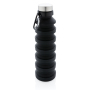 Leakproof collapsible silicone bottle with lid, black