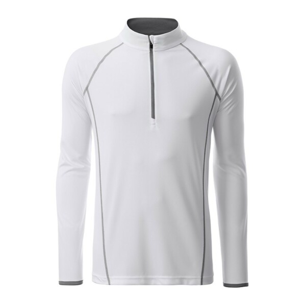 Men's Sports Shirt Longsleeve - white/silver - XXL
