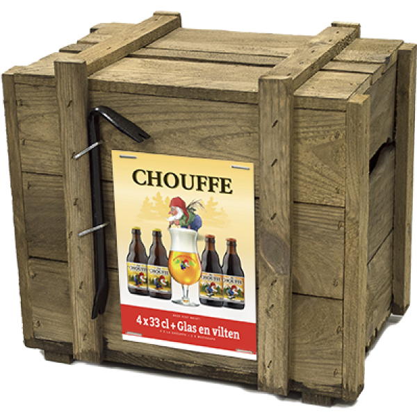 Bierkist La Chouffe 4x33cl + glas
