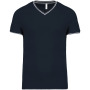 Heren-t-shirt piqué V-hals Navy / Light Grey / White S
