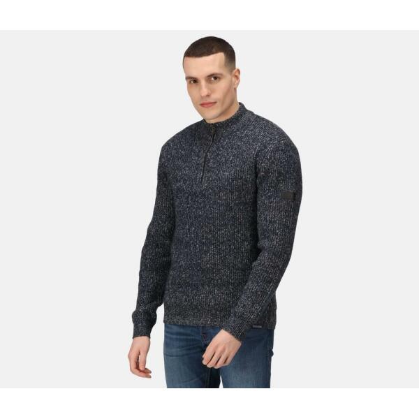 SOLOMAN ZIP-NECK KNITTED PULLOVER