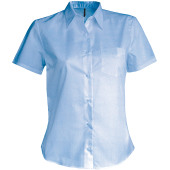 Overhemd in onderhoudsvriendelijk polykatoen-popeline korte mouwen dames Bright Sky XL