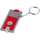 Allegro nyckelring med mynthållare och LED-lampa - Röd/Silver